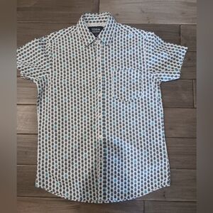 Monument Pineapple Print Shirt Short Sleeve Button Down Casual White - M
